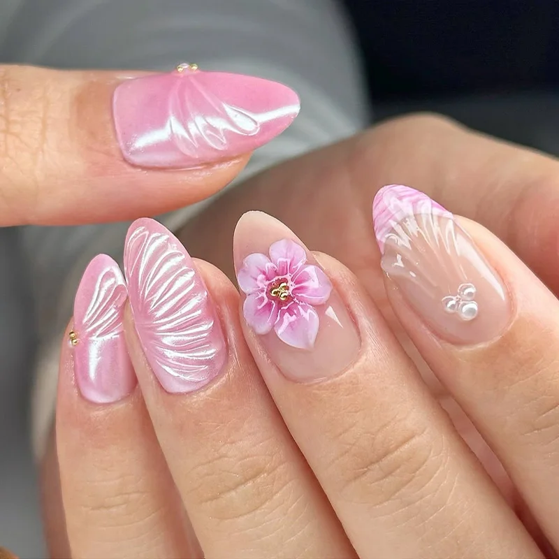 1 doos 3D Zijbloem Acryl Gesneden Bloem Ontwerp Decoratie Sieraden Accessoires Nagel Glanzende Steentjes DIY Benodigdheden