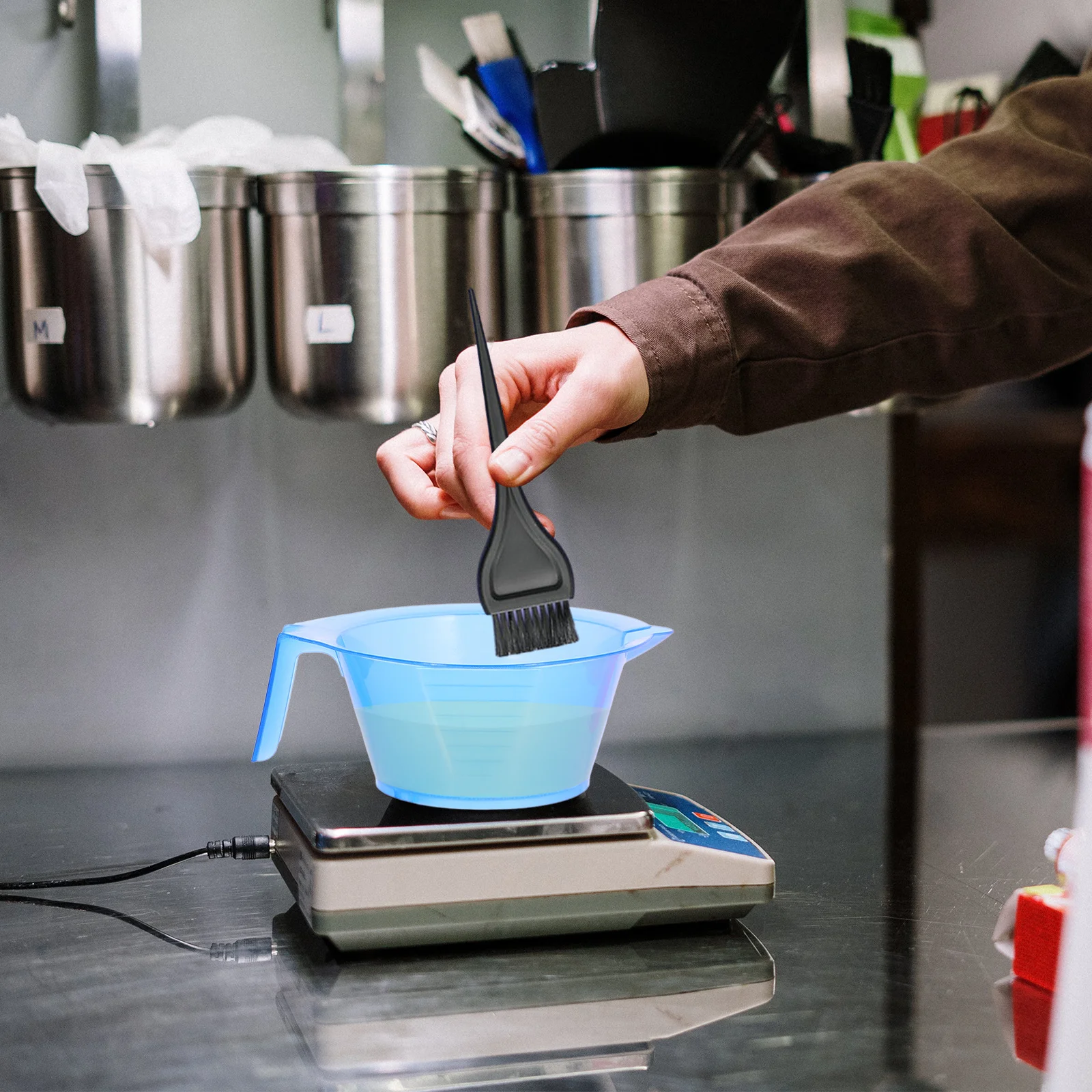 6 قطع من وعاء صبغ الشعر الاحترافي الشفاف مع قياسات متدرجة، قاعدة مثلثة ثابتة للصالون أو الاستخدام المنزلي #5