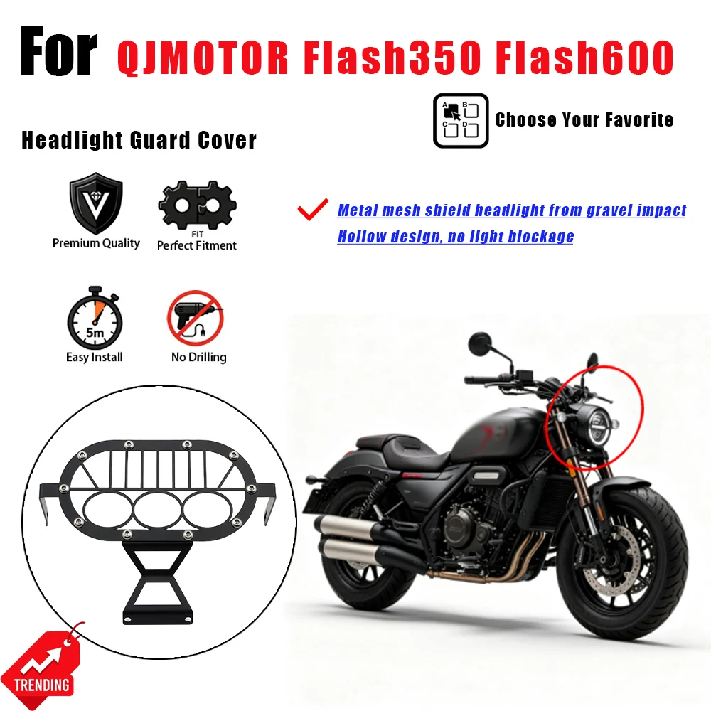 Retro Headlight Mesh Protector Mod Accessories For QJMOTOR Flash350 Flash600 Cruiser Accesorios moto