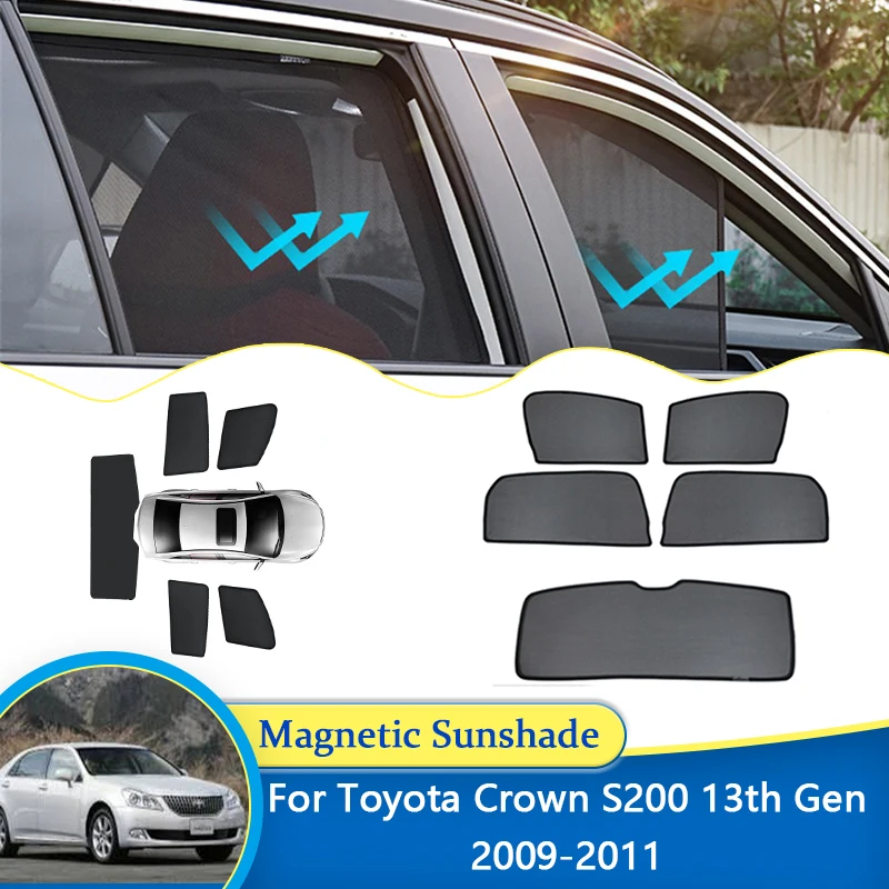 For Toyota Crown S200 13th Gen 2009 2010 2011 Magnetic Sunshade UV Protection Sun Shading Curtain Privacy Accessories Auto Parts