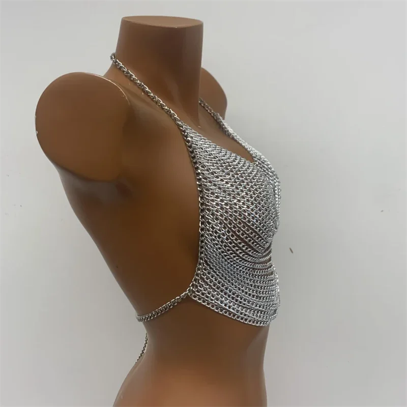 Festival-Schmuck Musikfestival Party Nachtclub Kleidung Damen Quasten-Tanktop Sexy Rückenfreies Ausgeschnittenes Crop-Top Y2K Körperkette – Detail 5