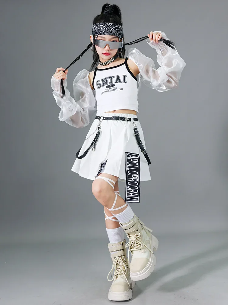 Neues, stylisches Street-Jazz-Tanzset für Mädchen, bestehend aus zwei Teilen, ideal für Auftritte, K-Pop-Tanz und als Kostüm für Modenschauen. – Detail 2