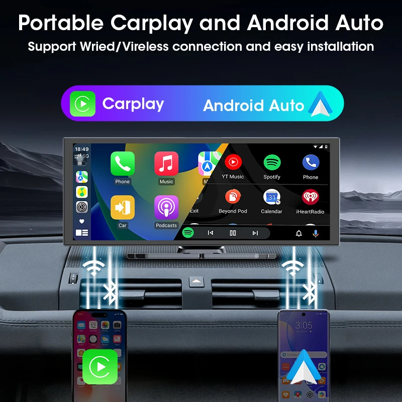 Develuck جديد 11.26 بوصة 4K DVR CarPlay اللاسلكية وأندرويد السيارات المحمولة داش كام شاشة السيارة مسجل فيديو 5G واي فاي الملاحة