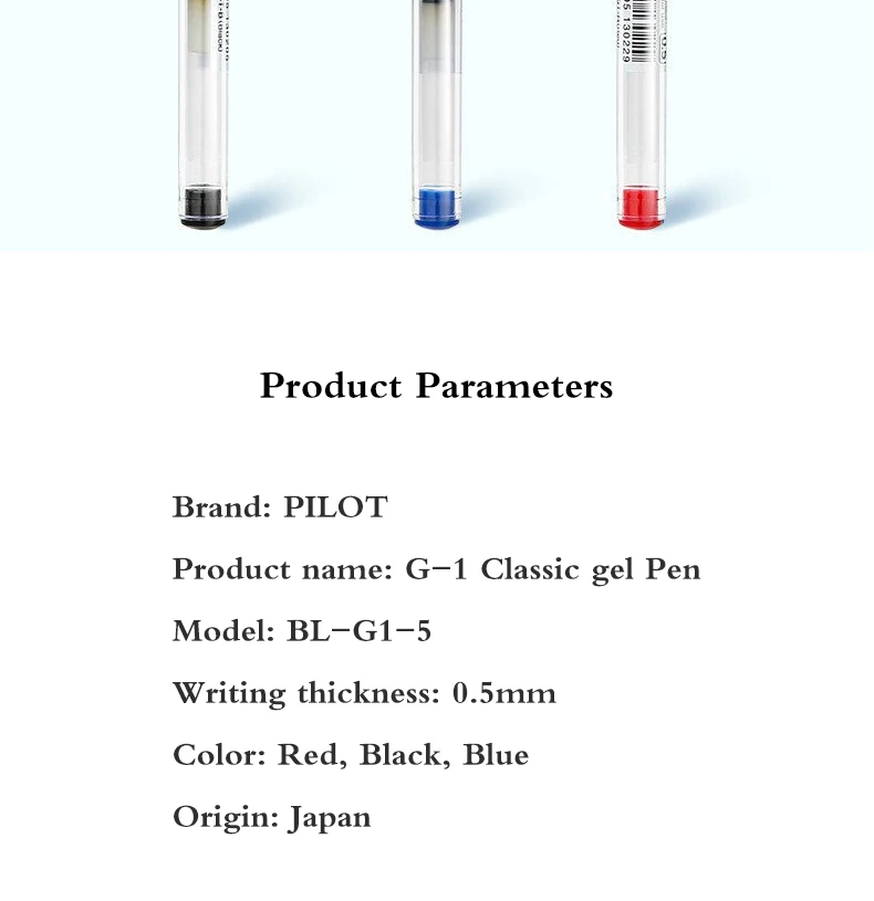 3 Stück Japan Pilot Gelstifte, glatt, schnell trocknend, BL-G1, große Kapazität, Nachfüllpackung, Schwarz, Rot, Blau, zum Schreiben von Unterschriften, Schulbedarf – Detail 2