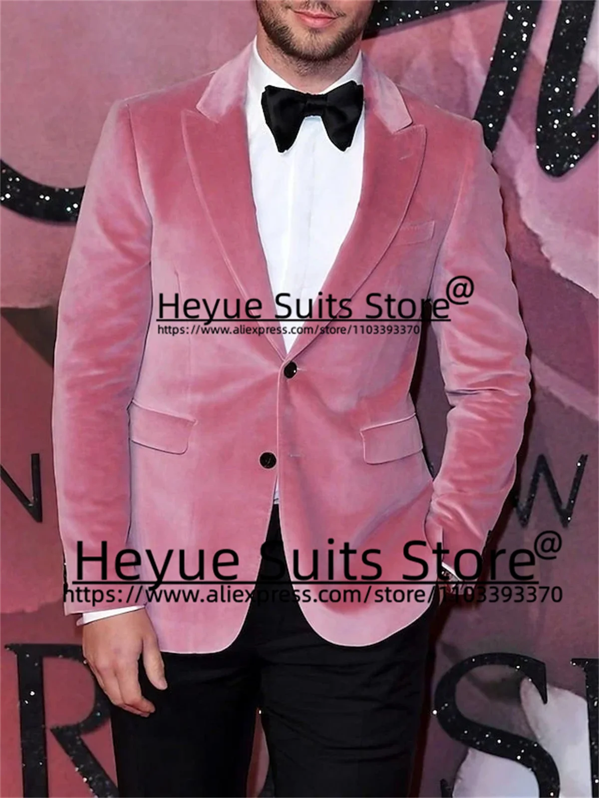 High-end Velvet Pink Men Suits Slim Fit Peak Lapel Groom Wedding Tuxedos Luxuly  2 Pieces Sets Elegant Male Blazer Costume Homme