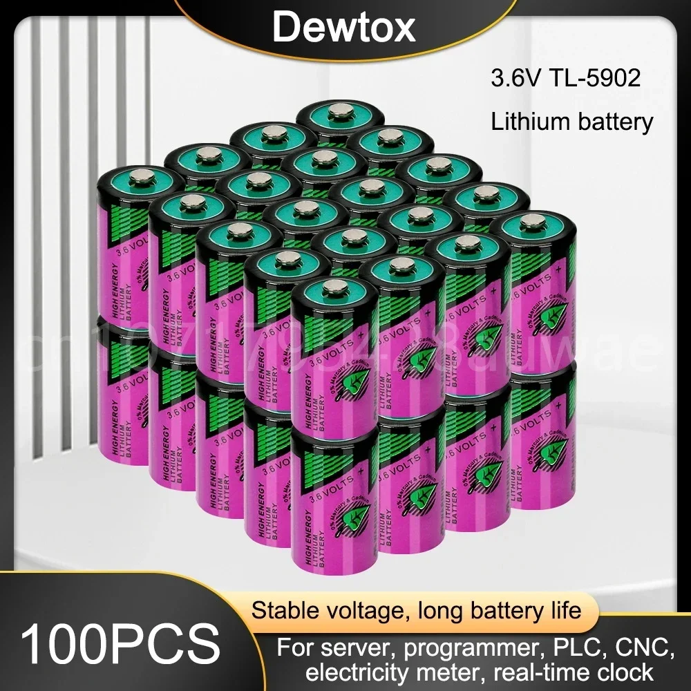 100PCS 3.6V TL-5902 1/2AA SL350 LS14250 ER14250 Lithium Battery For PLC Equipment Gas Water Meter Primary Battery