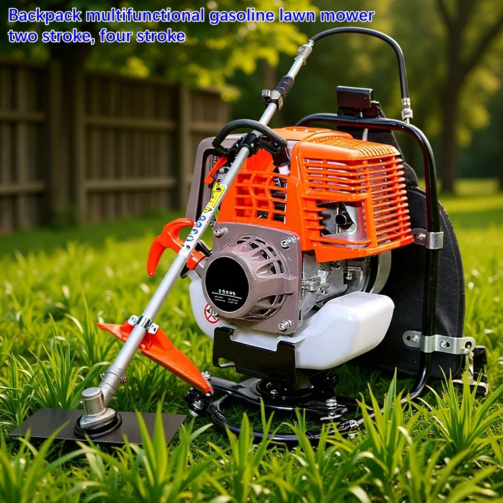 Backpack Brush Cutter, 2-Stroke & 4-Stroke Multifunctional Lawn Mower for Outdoor Garden Weeding