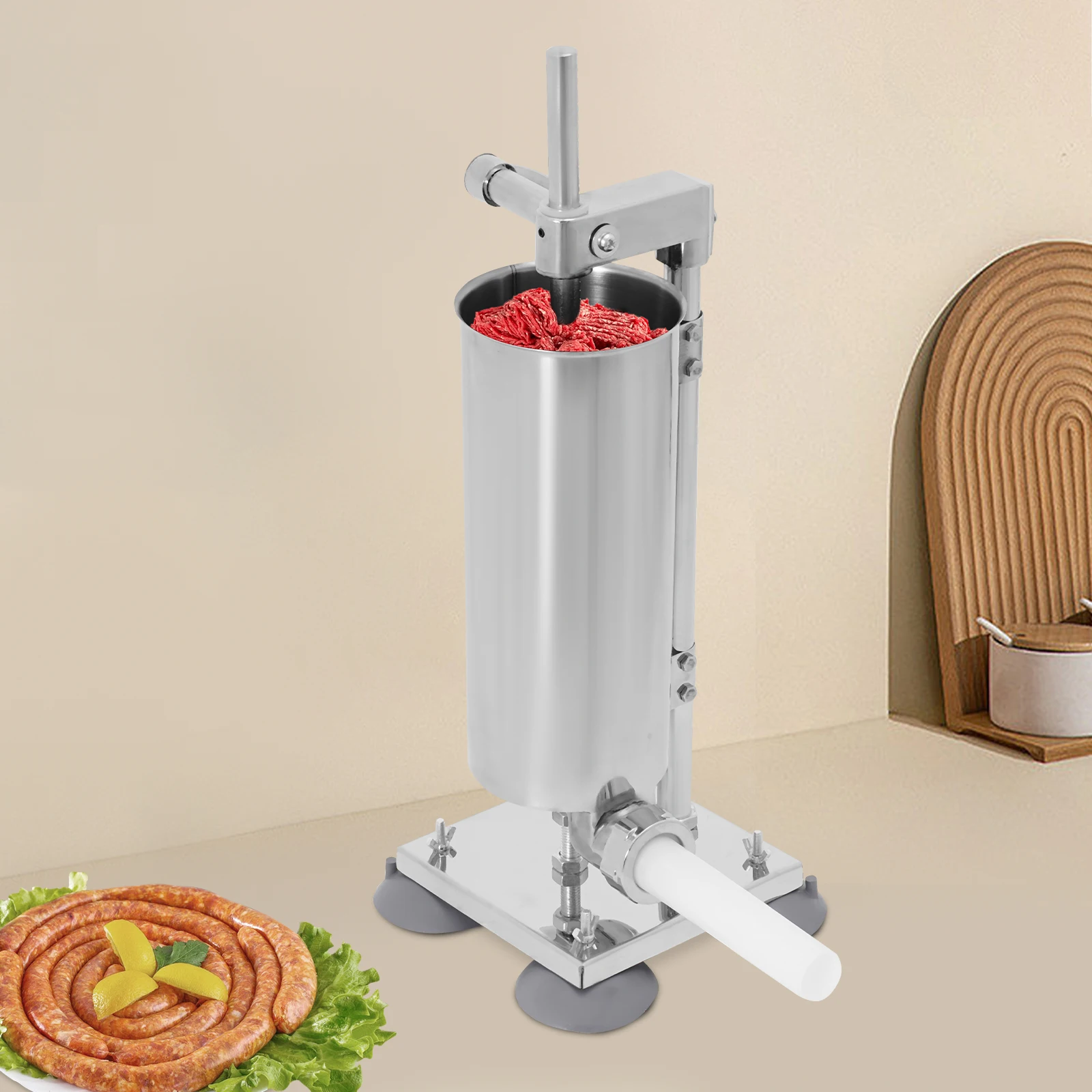 

6lbs Vertical Manual Sausage Stuffer Machine,Stainless Steel Sausage Maker,Filling Sausage Filler Meat Tools,Hand-Crank type