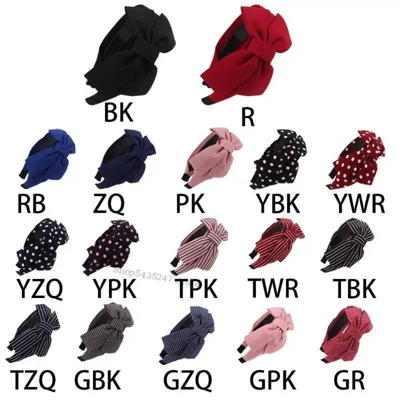 

Женская винтажная шейонная обруча Big Bownot полосатая клетчатая клетчатая клетчатая головная головка с твердым H7EF H7EF