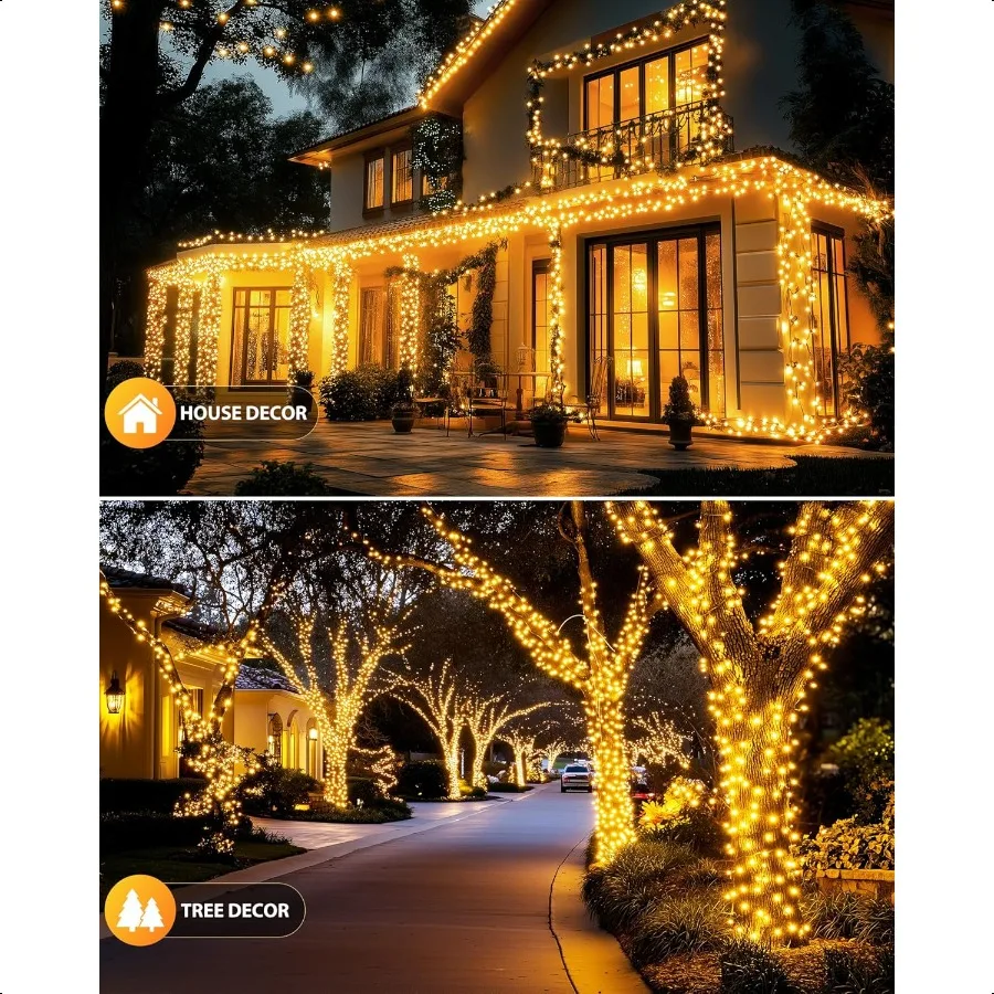 2 حزمة أضواء سلسلة الشمسية للخارج 92Ft 240 LED أضواء الشمسية في الهواء الطلق مقاوم للماء مع 8 طرق الشمسية في الهواء الطلق سلسلة ضوء ل