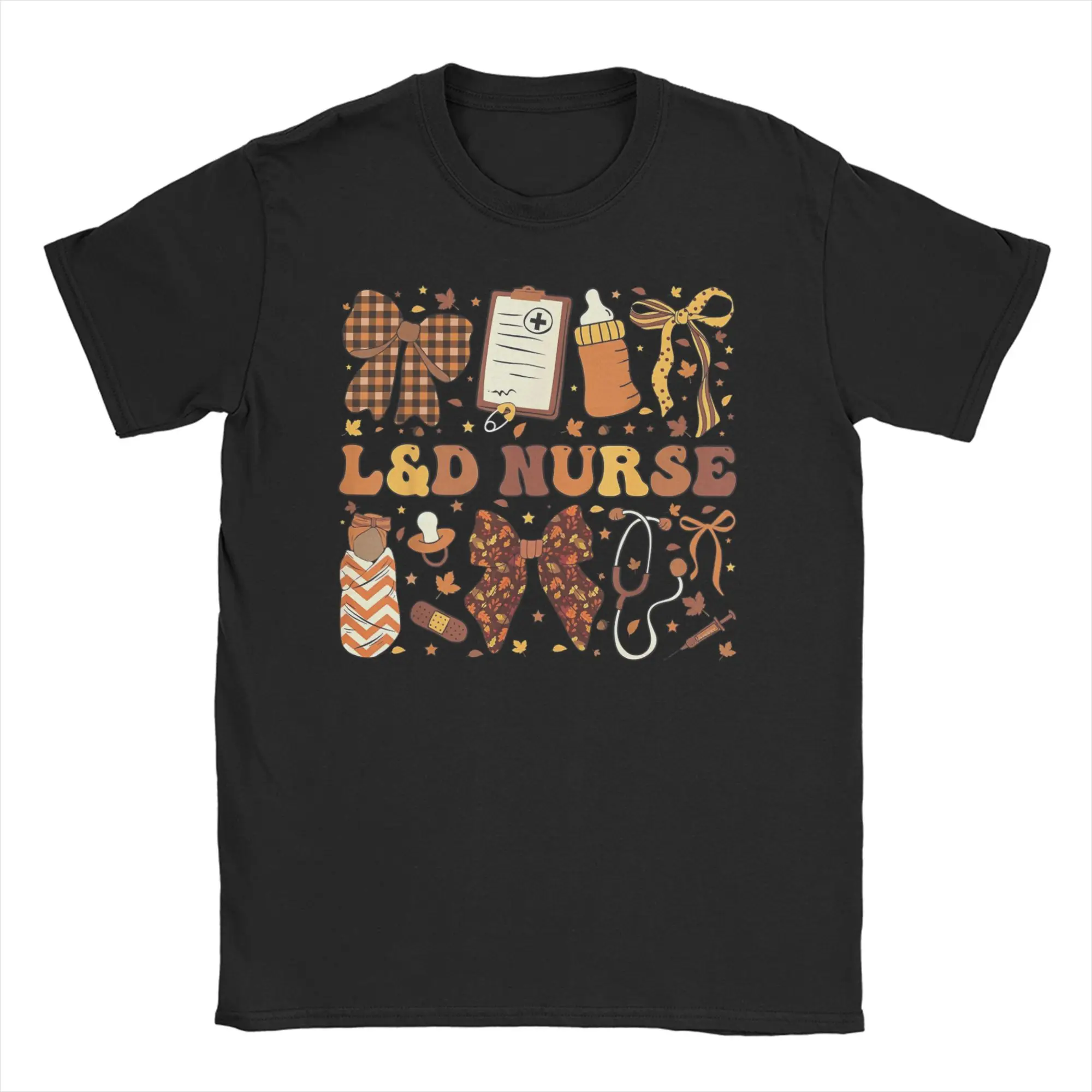 

L&D Nurse Fall Autumn Coquette Labor Delivery Thanksgiving T-Shirt for Men Cotton T Shirts Short Sleeve Tees Big Size Clothing