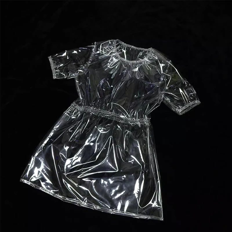 

Sexy Transparent PVC Plastic Dress Round Necked See-Through Mini Dress Soft Smooth Silent Waterproof Party Clubwear FKK