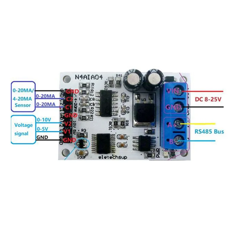 L72A-3X ELETECHSUP 4-20MA اكتساب إشارة الجهد RS485 Modbus RTU وحدة لقياس الارسال الحالي PLC