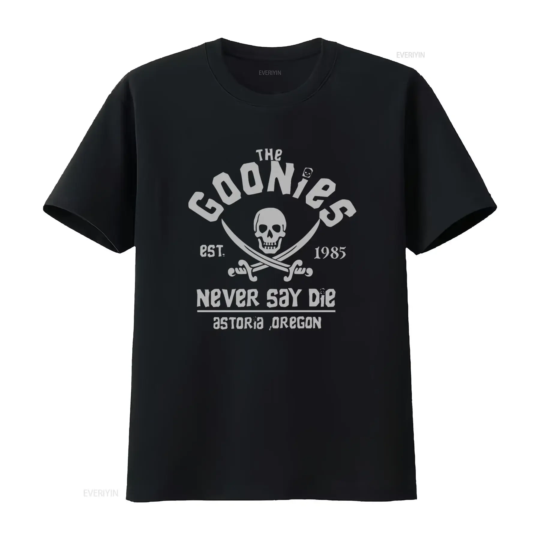 The Goonies Never Say Die Skull Retro Movie T Shirt Black Adventure Cult  vintage Washed Stylish designer clothes graphic