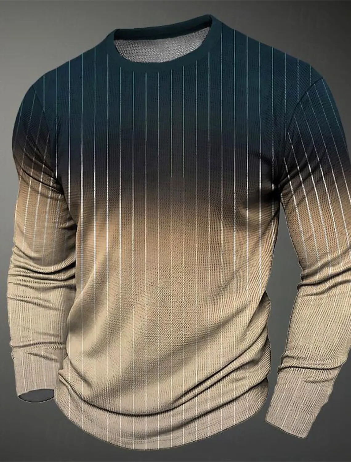 Color Block Stripes Men's Street Style 3D Print T shirt Sports Outdoor Holiday Going out T-shirt Long Sleeve Crew Neck Shirt top