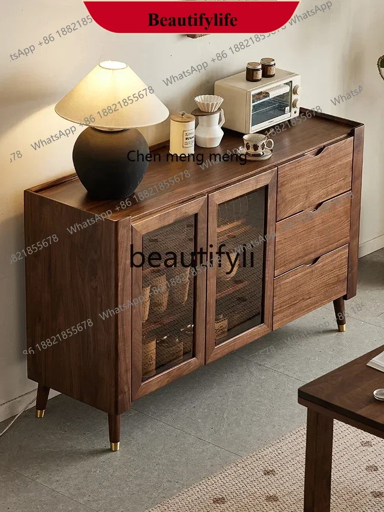 

D178 North American black walnut side cabinet Nordic simple solid wood restaurant storage locker