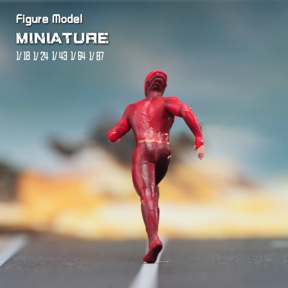 1/87 1/64 1/43 1/24 1/18 Anime Characters Red Tights Speedster Super Hero Scene Figure Model Miniature Dolls Toy For Collection