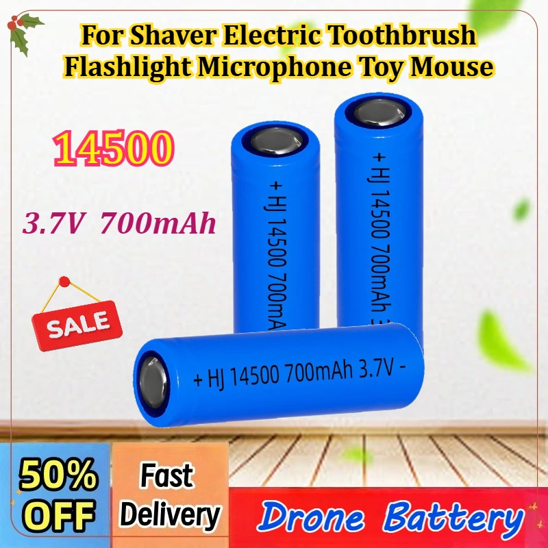 14500 Cylindrical Lithium Battery 700mAh 15C High Magnification for Shaver Electric Toothbrush Flashlight Microphone Toy Mouse