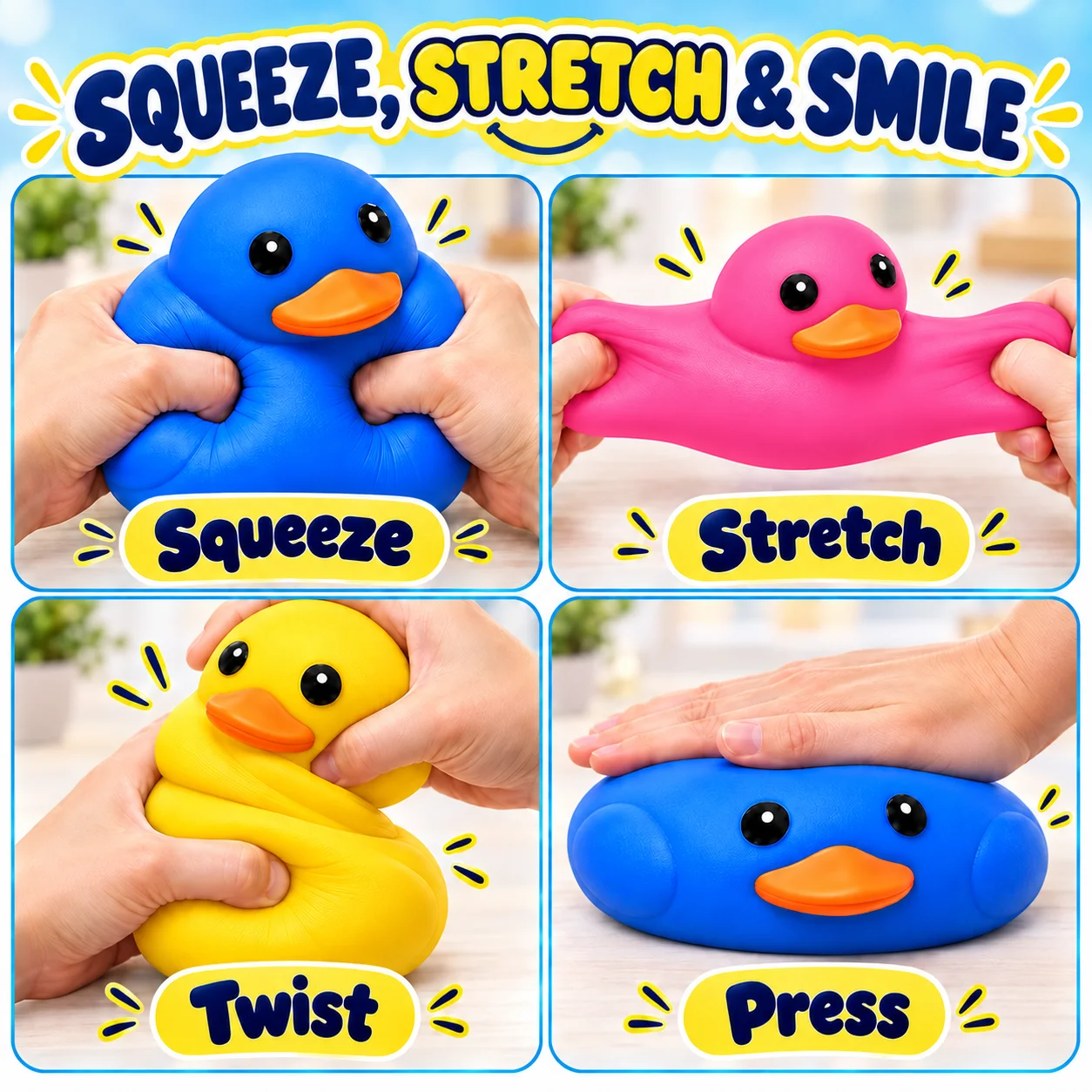 Big Duck Squishy Squeeze Toy Soft Squishy Stress Relief Toy Large Ducks Squeeze Decor Soft Duck Squishy