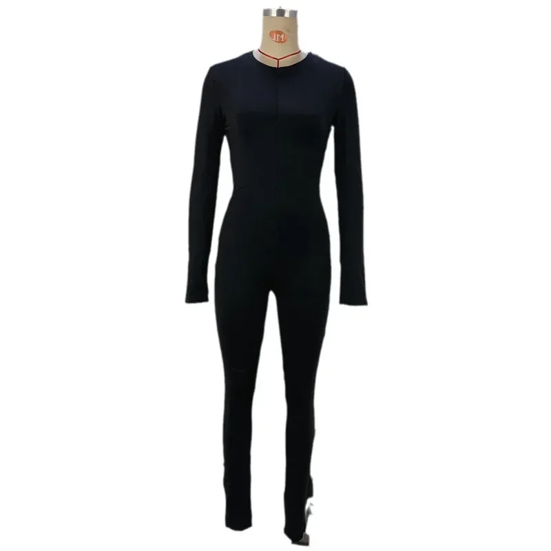 Slim-fit Onesie z długimi rękawami Jesienne damskie pajacyki Modny zamek błyskawiczny z wysokim stanem Podnoszenie bioder Kombinezon fitness