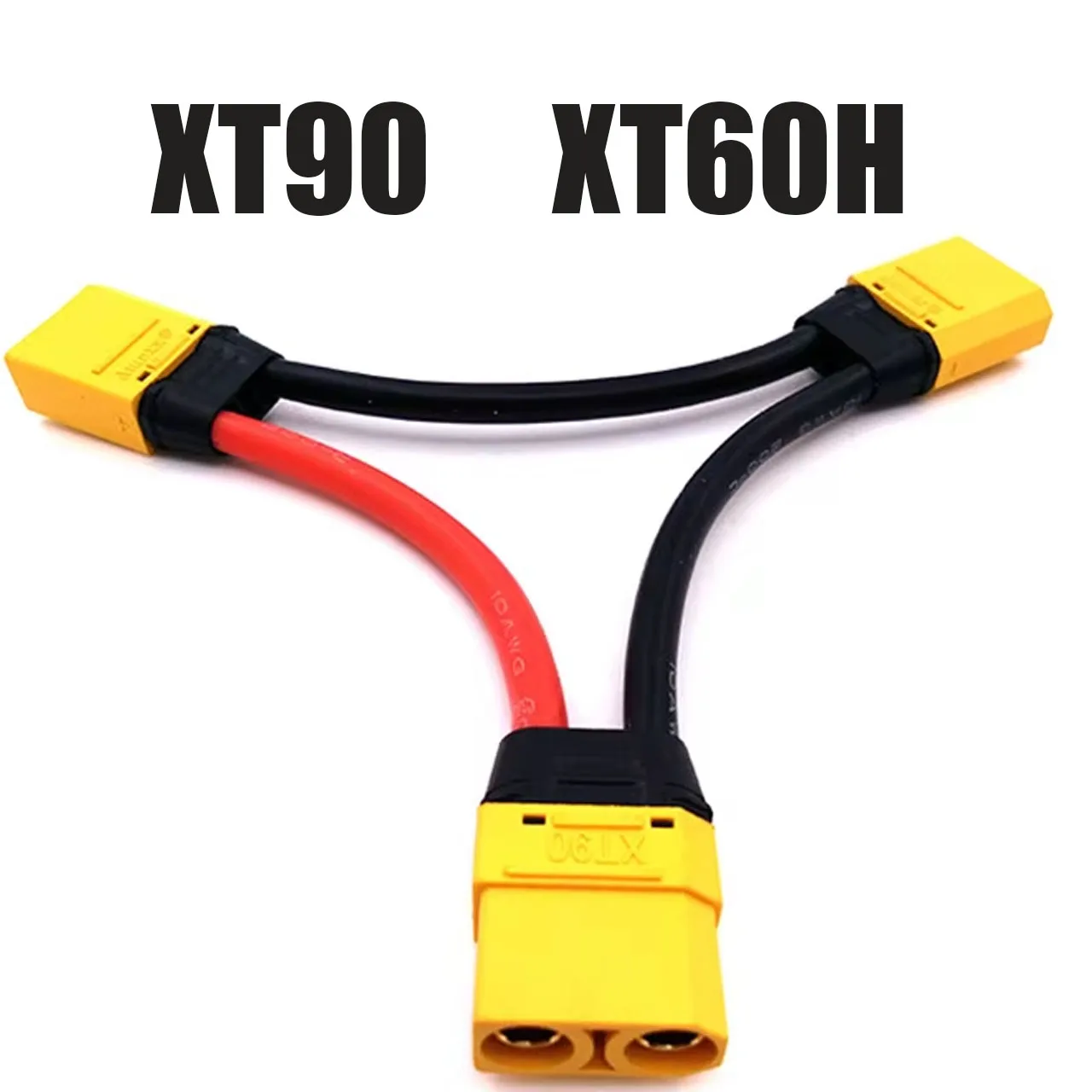 Amass XT90 XT60H Connector in Series Harness 10/14AWG Silicone Wire 1 Female to 2 Male Lead Adapter Cable For Lipo Battery