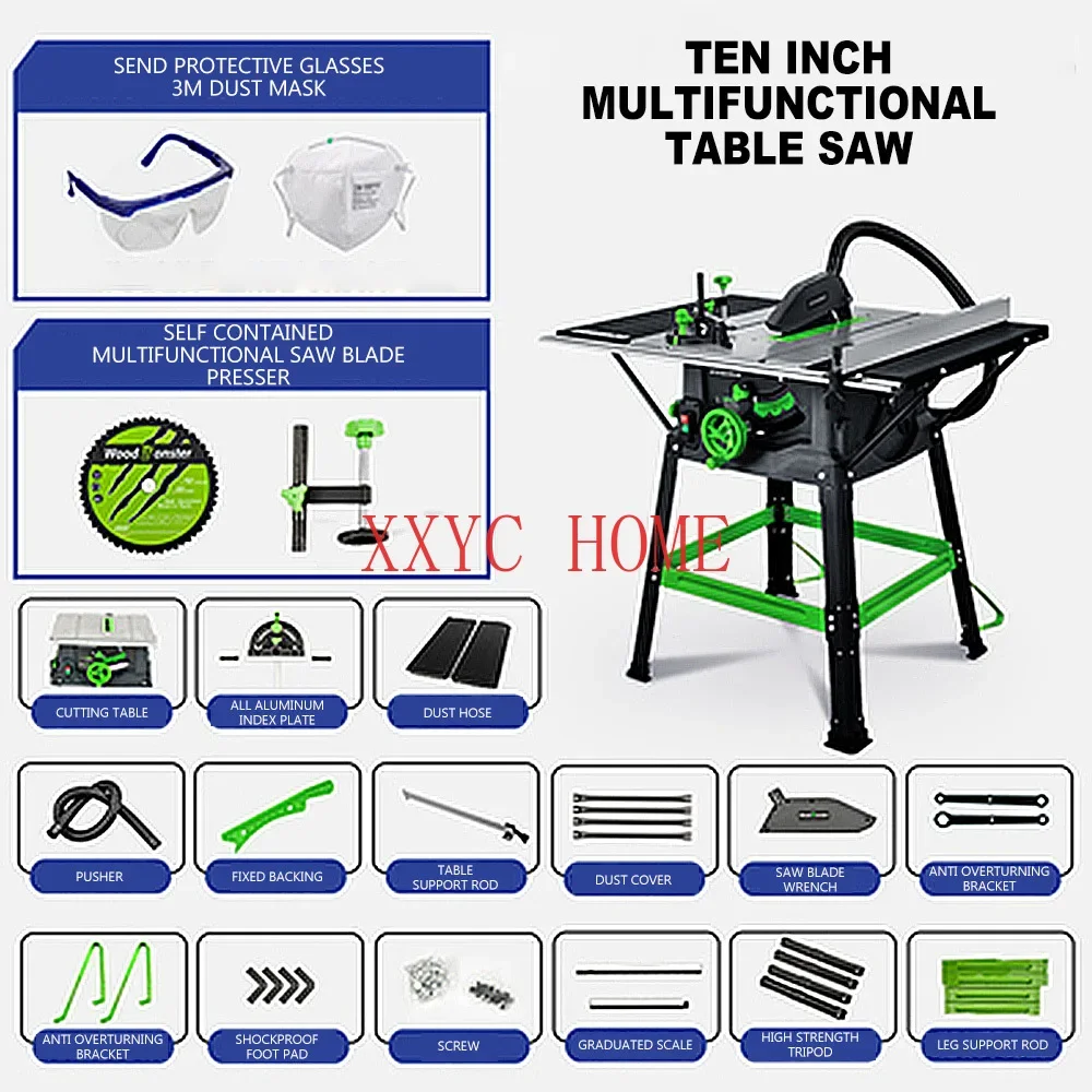 10 inch woodworking table saw Aluminum and wood cutting machine Panel saw