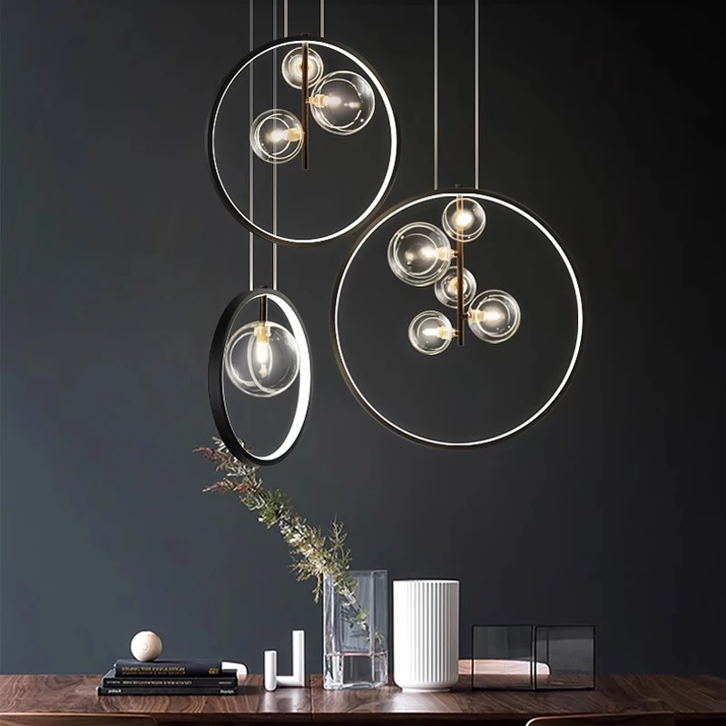 

Artpad Black LED Chandelier Light Bubble Nordic Lights Pendant Led Lighting for Dining Room Hanging lights Fixture with G9 Bulb