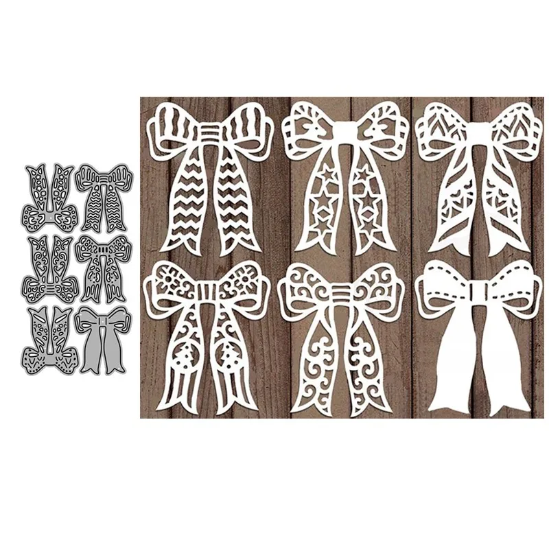 

6Pcs Flower Bow Metal Cut Dies Stencils for Scrapbooking Stamp/Photo Album Decorative Embossing DIY Paper Cards