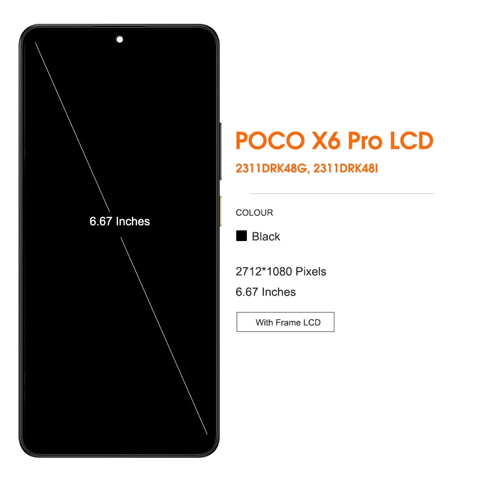 Pantalla Lcd AMOLED de 6,67 pulgadas para Xiaomi Poco X6 Pro, montaje de digitalizador con pantalla táctil de repuesto para pantalla PocoX6 Pro 2311DRK48G