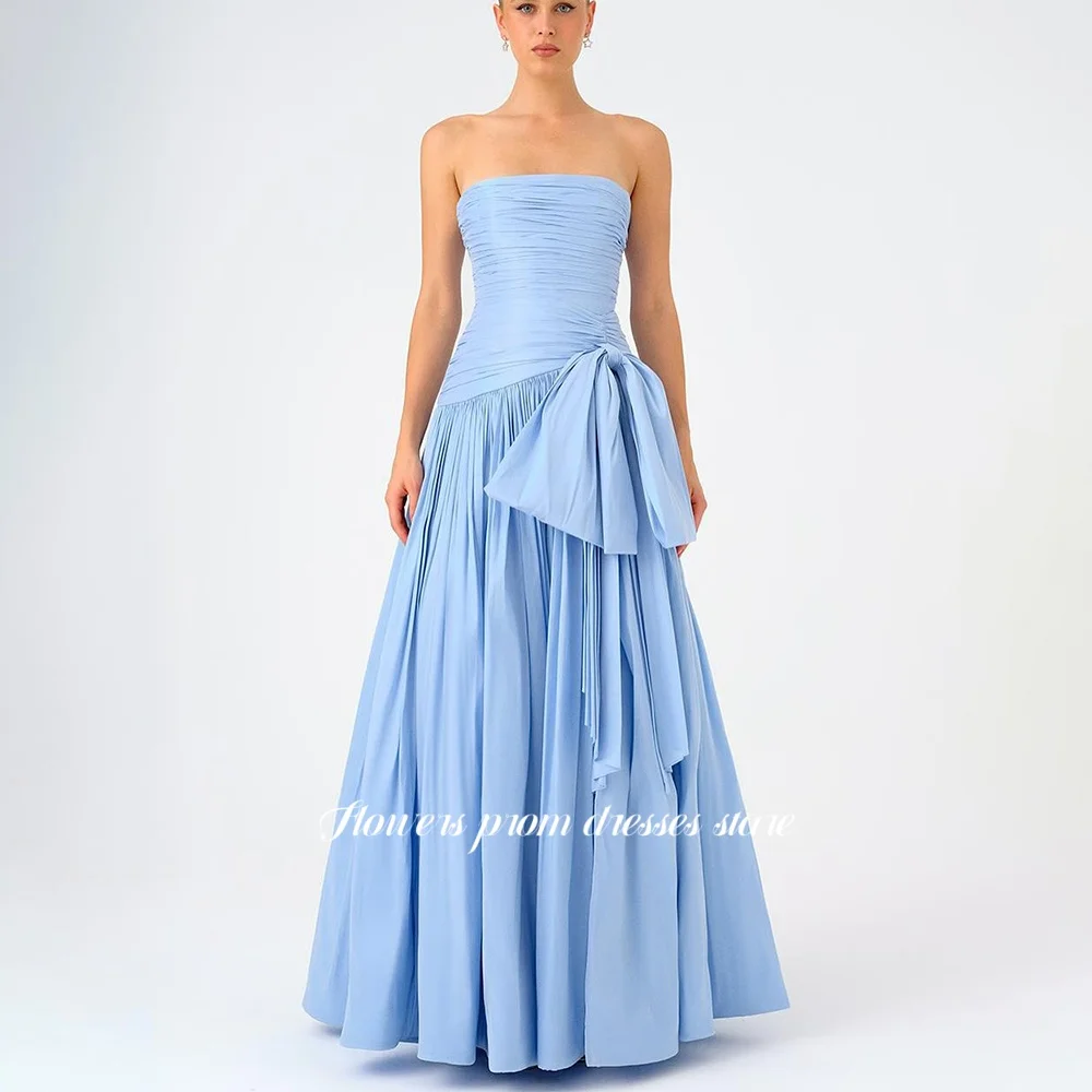 

Flowers Pleats Prom Dress A Line Evening Party Dress for Arabic Women Satin vestido de fiesta فساتين مناسبة ر Customized