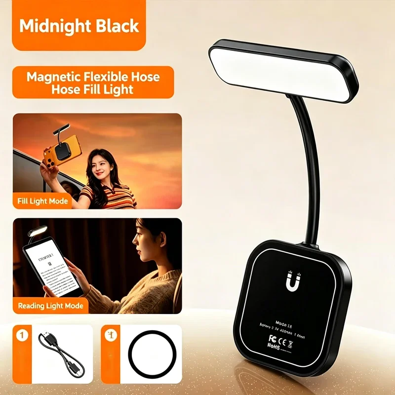 Universal Magnetic Flexible Hose LED Fill Light Portable Eye Protection Reading Night Light for Phone Selfie Office Daily Light