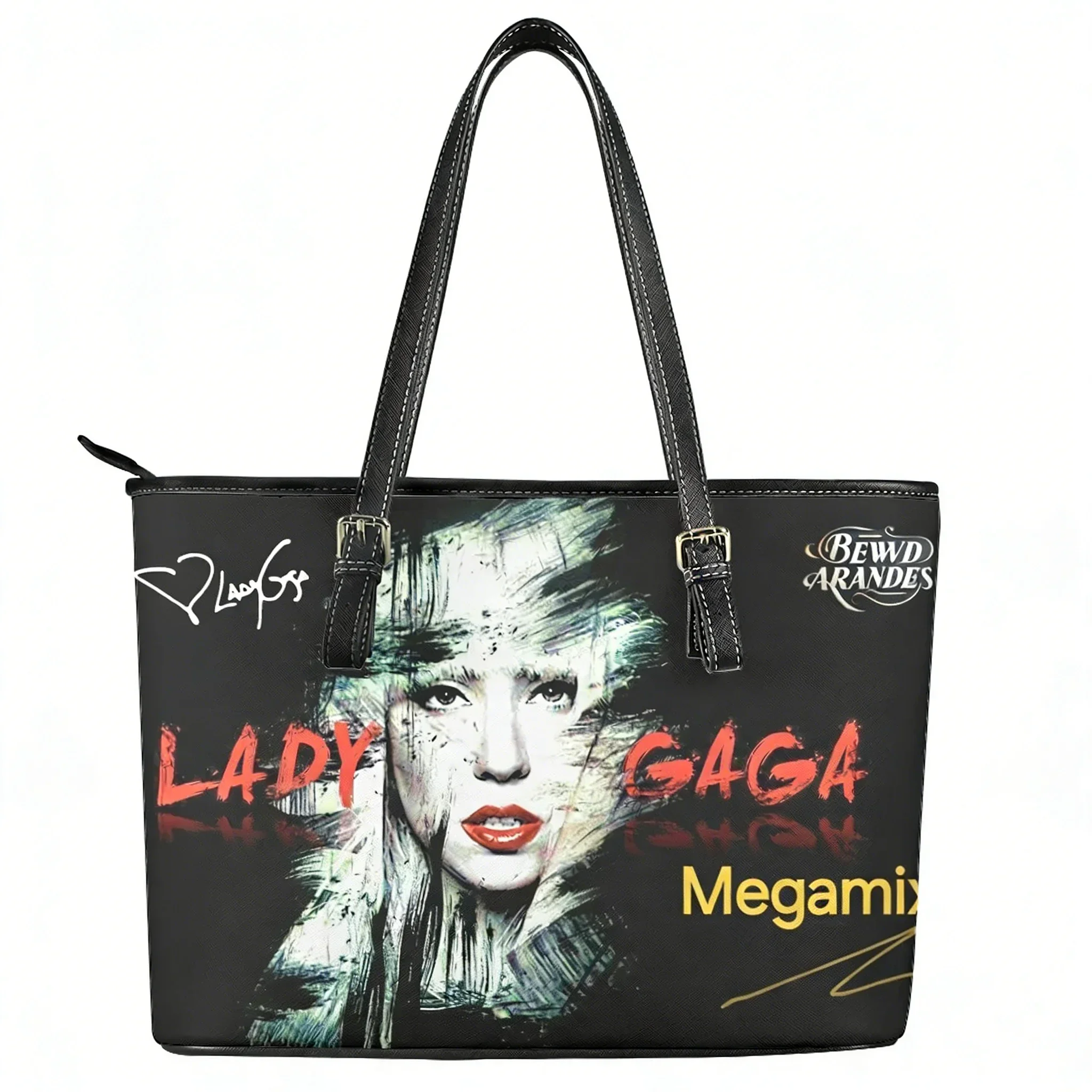 Lady Gaga Pop Singer Custom Handbag Womens Mens Personalized Tote Bag Shoulder Bag Business Leather Purse Travel Bag Gift