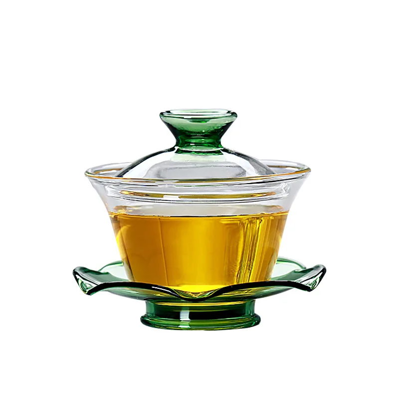 Colored Heat-resistant Glass Cover Bowl Tea Cup Chinese Tea Cups Gaiwan Teapot Gaiwan for Travel Tureen Gai Wan Puer Set Mugs