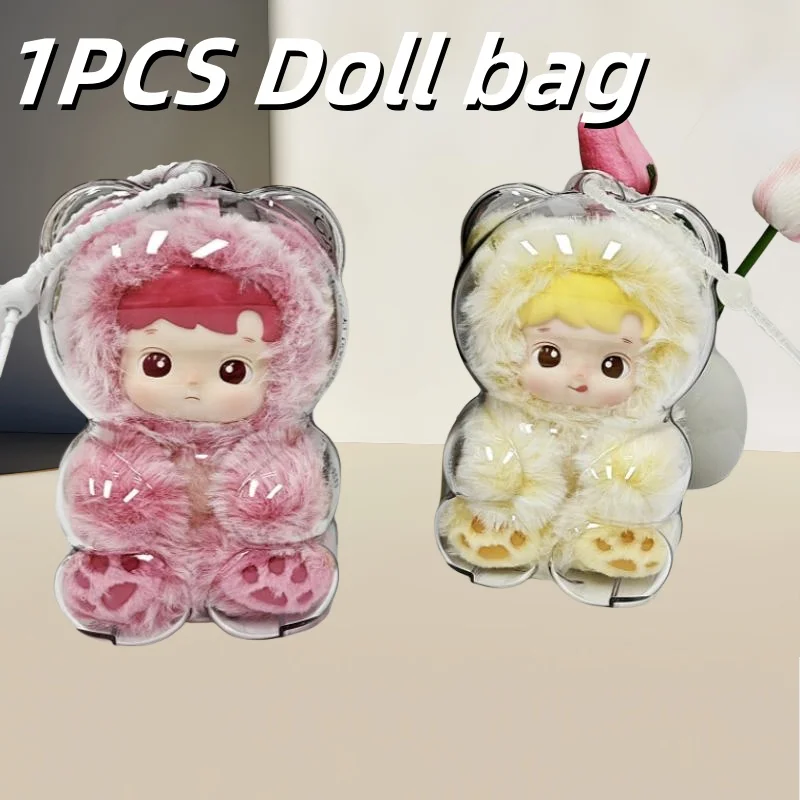 Caso protetor transparente boneca de pelúcia pingente organizador caixa bonito bonecas de pelúcia saco de exibição para urso goma coleção esmalte