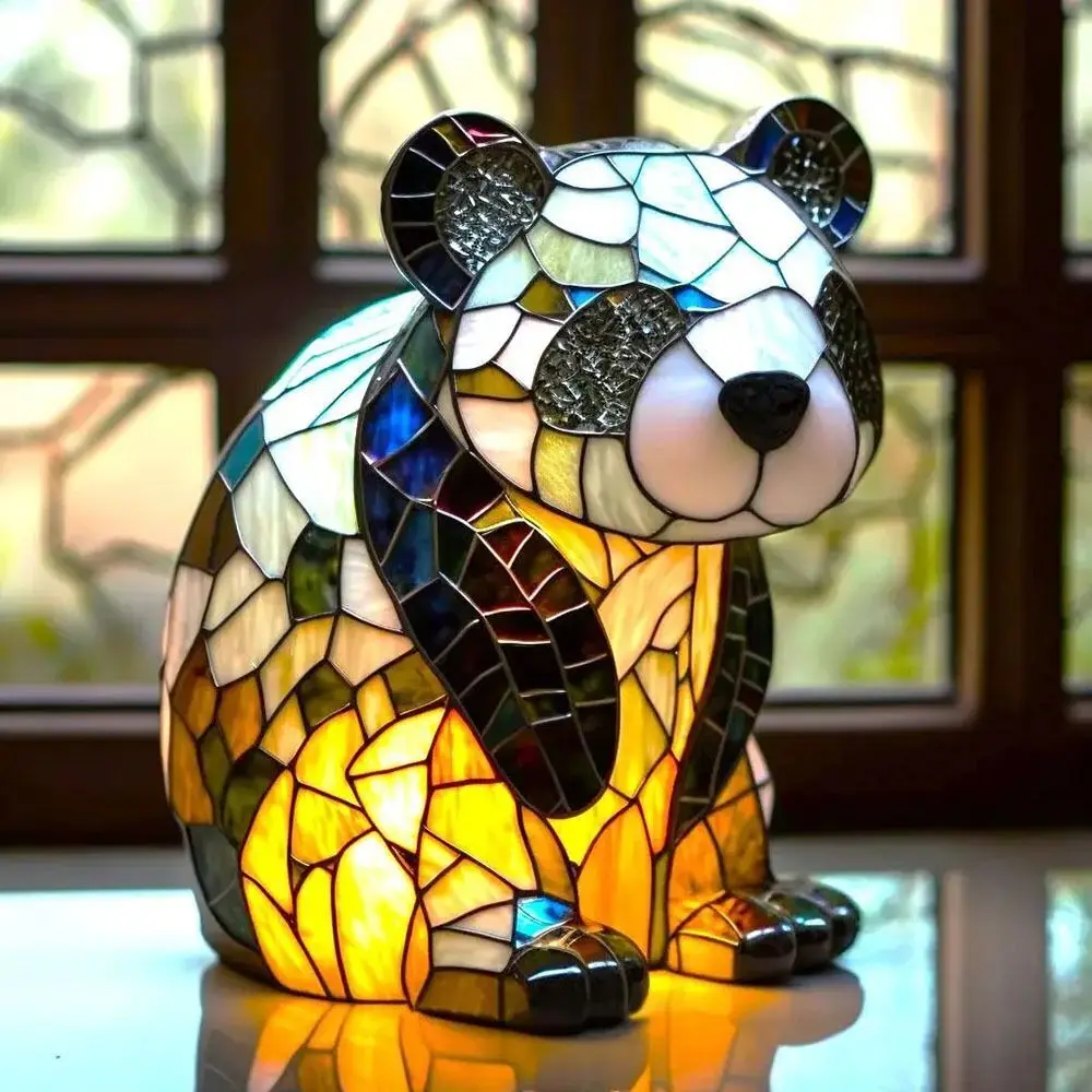 

Resin Stained Glass Animal Table Light Night Light Panda Pig Giraffe Rabbit Elk Table Lamp for Living Room Home Bedroom Decorati