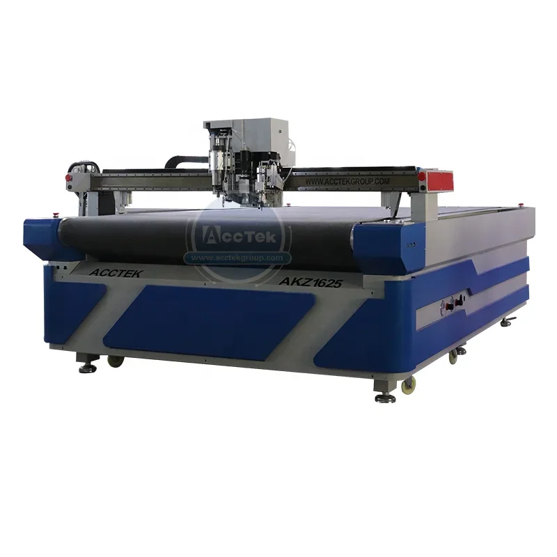 China ultrasonic cloth fabric cutting machine AccTek auto feeding Cnc Vibrating Knife Cutting Machine AKZ1625