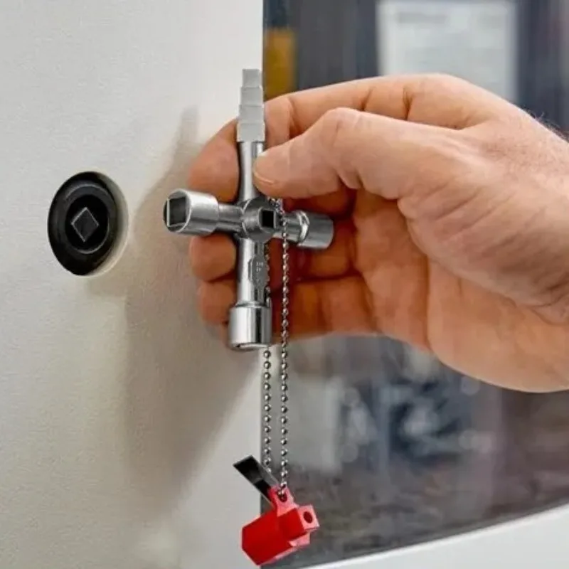 Multi-functional Silver Key Wrench Set Electrical Elevator Cabinet Valve Triangle Square Screwdriver Repair Tool Kit