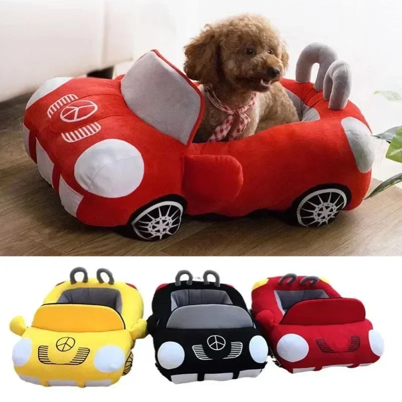 

Large Car Shaped Dog Cat Bed Warm Pet House Cool Teddy Sofa Puppy Nest 70x50cm Cushion Kitten Winter Padded Kennel with Mat
