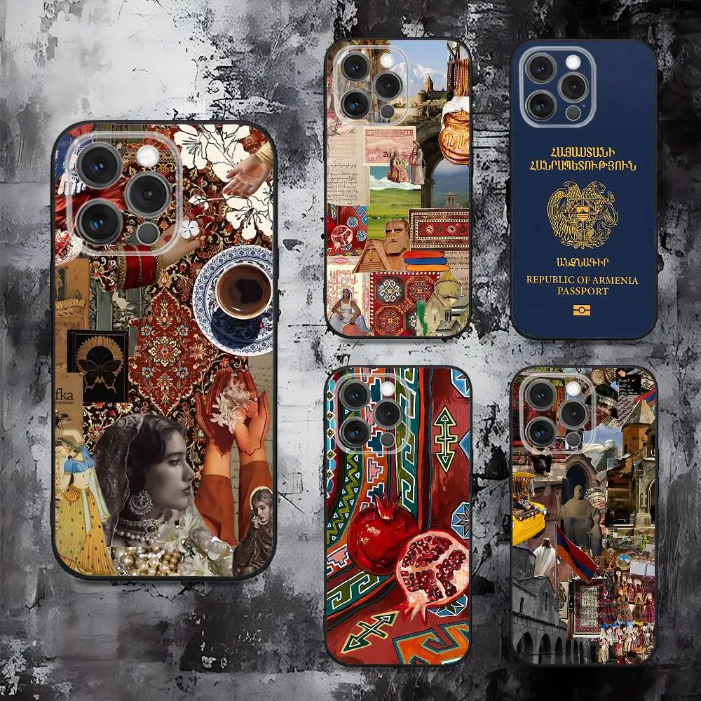 

Armenia Art Passport Phone Case For iPhone 16,15,14,13,12,11,Pro,Max,Plus,X,XS,SE,E,Mini,Soft Silicone Black Case