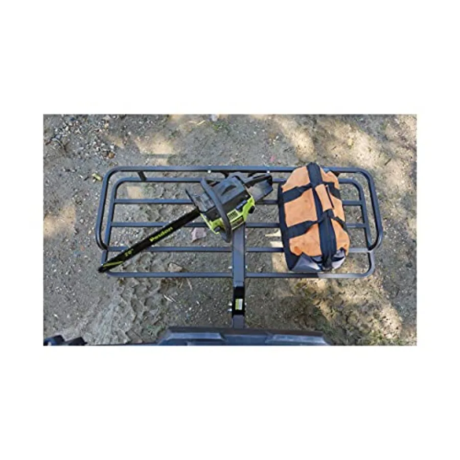 แร็คบรรทุกสัมภาระสำหรับรถ ATV แบบติดตั้งบนรถ รับน้ำหนักได้ 300 ปอนด์ สำหรับงานหนักกลางแจ้ง โครงสร้างเหล็กแข็งแรง ขนาด 48 ลิตร x