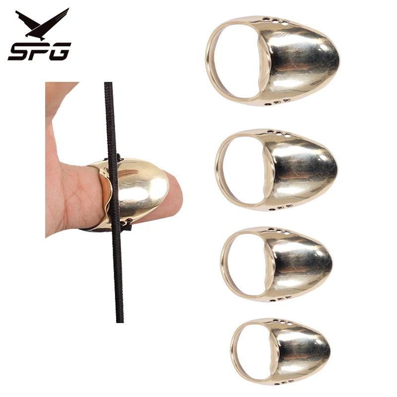 Archery Thumb Ring Brass Durable Finger Tab Guard Hunting Traditional Recurve Mongolian Bow and Arrow Release Finger Protector