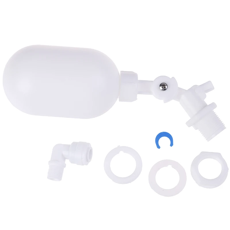 1/4 Inch Float Ball Valve For RO Water Purifier Aquarium Auto Water Changer Float Valve Plastic White Water Level Controller