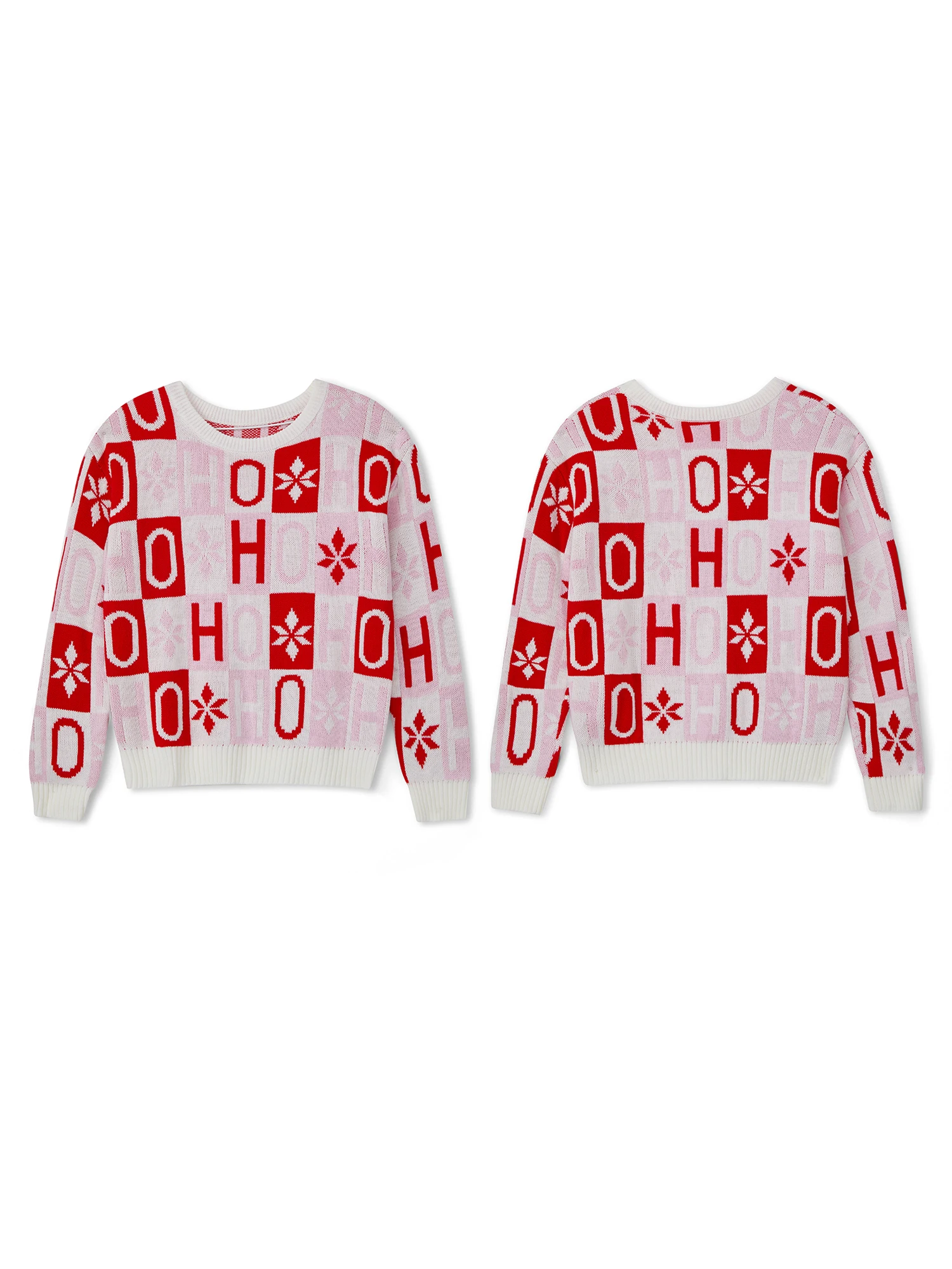 女性のクリスマスニットセーター長袖クルーネックトナカイプリントプルオーバージャンパーお祝いホリデートップ