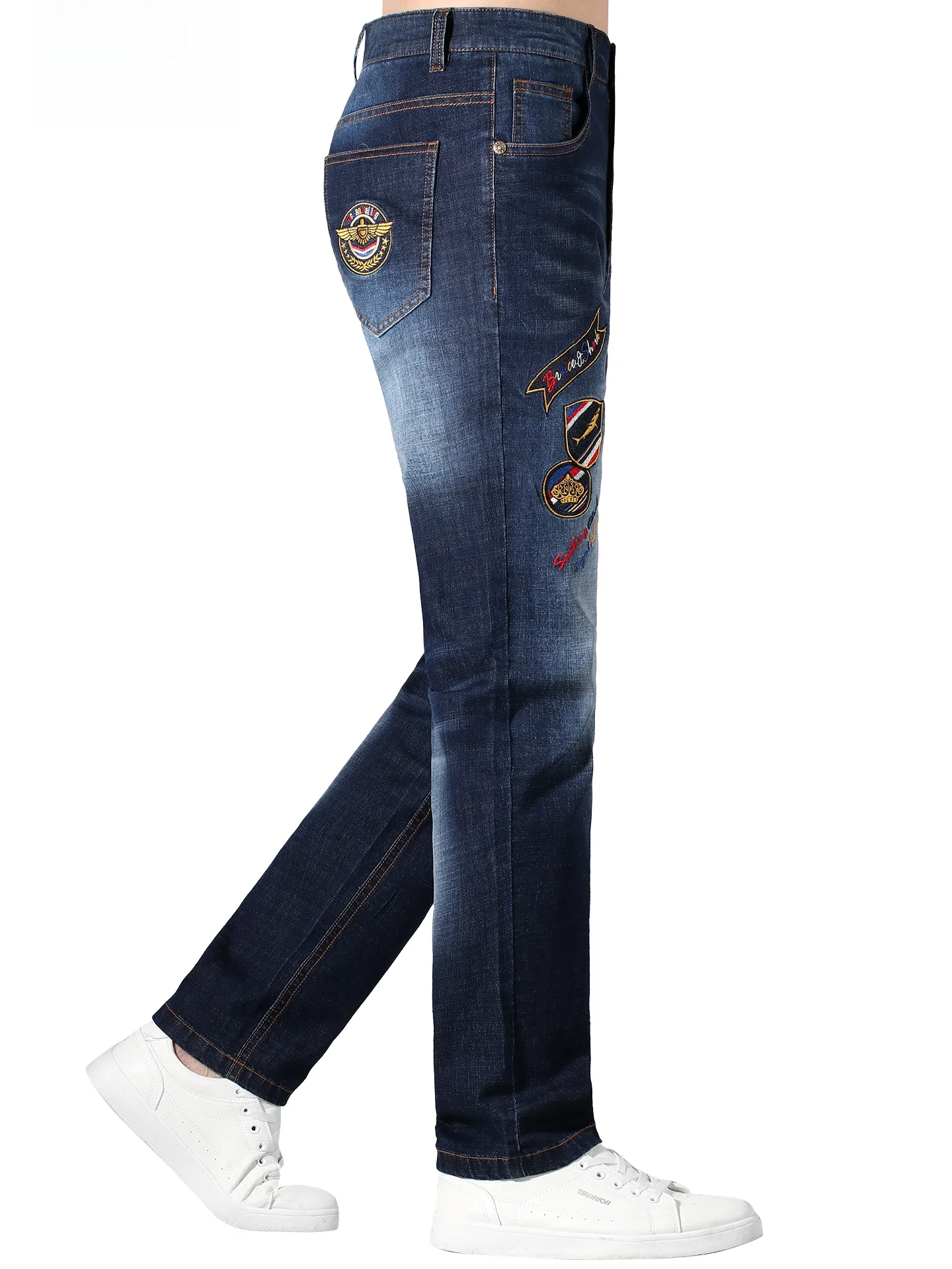 

Men's Fashionable Embroidered Straight Leg Jeans Loose Fit Summer New Arrival Bruce & Shark Brand Casual Wear Breathable