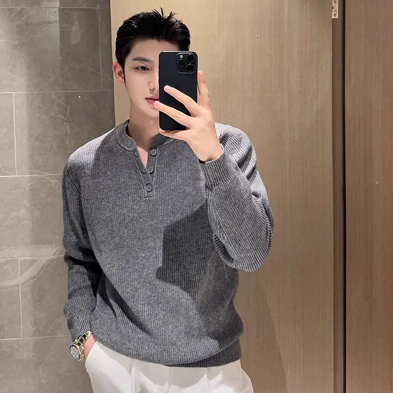 Men's Spring & Autumn Half Zip Stand Collar Cable Knit Sweater Light Luxury Old Money Style Knit Pullover