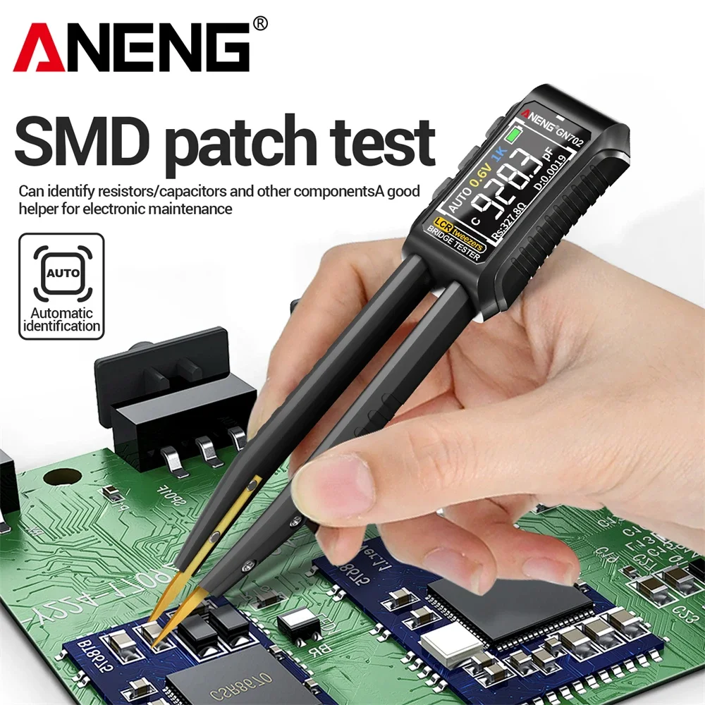 ANENG GN702 LCR Ponte de pinça inteligente Bateria de lítio recarregável embutida Capacitores de indutância multifuncionais Ferramentas meduráveis