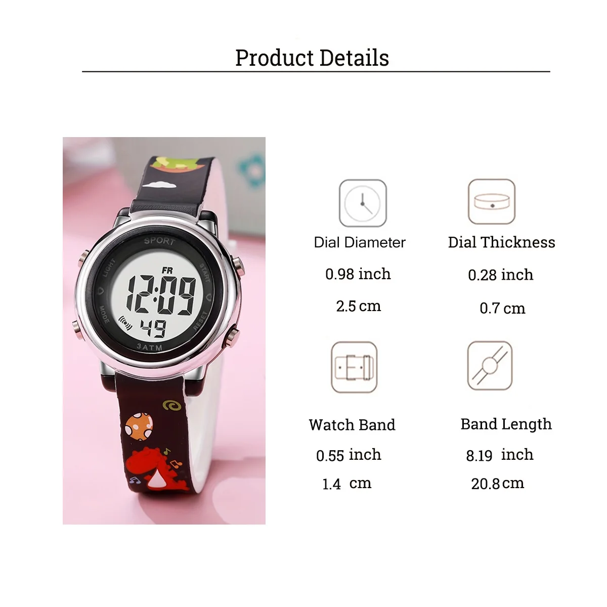 ساعة إلكترونية للأطفال بحزام سيليكون على شكل ديناصور كرتوني لطيف، مناسبة للارتداء اليومي، هدية عيد الميلاد