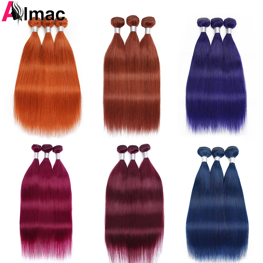 #33/350 Burgundy 99J Colored Straight Human Hair Bundles 95g/PC Indian Remy Hair Double Weft Hair Extension Full End 10-30 Inch