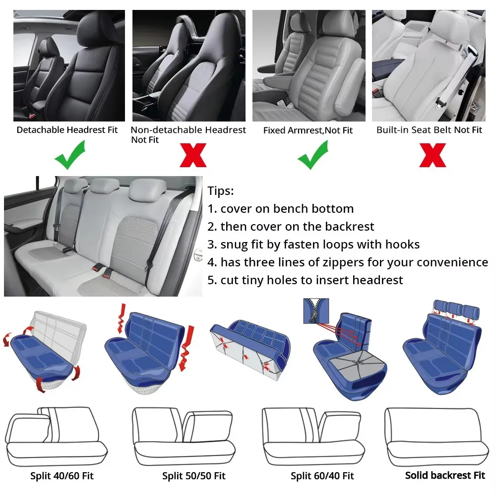 Modische Bestickte Autositzbezüge Set Universell Passend für die Meisten Autos mit Reifenprofil-Detail Styling Autositzschutz Geschenke – Detail 8
