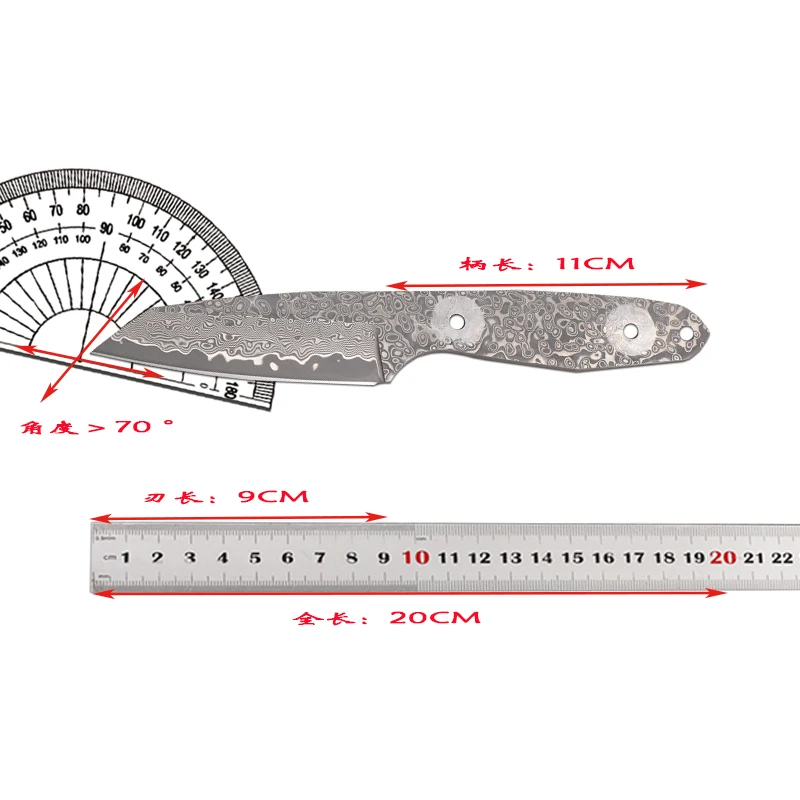 

DIY semi-finished knife blank Damascus integrated blade fishing camping household fruit outdoor EDC embryo bar cutting tool